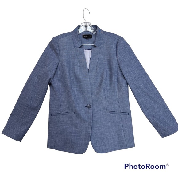 Talbots Single Breasted Lined Blazer Size 10 Blue Faux Front Pockets Lightweight - Picture 3 of 9